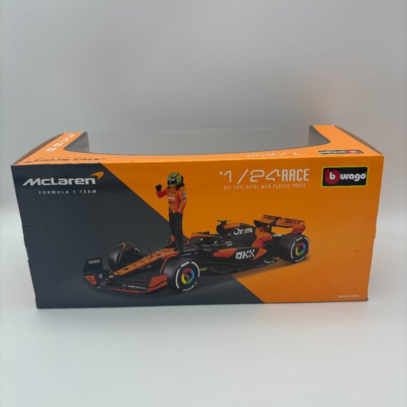 Bburago Formula 1 McLaren MCL38 F1 Miami Lando Norris 1/24 Diecast Car & Figure - Picture 2 of 2